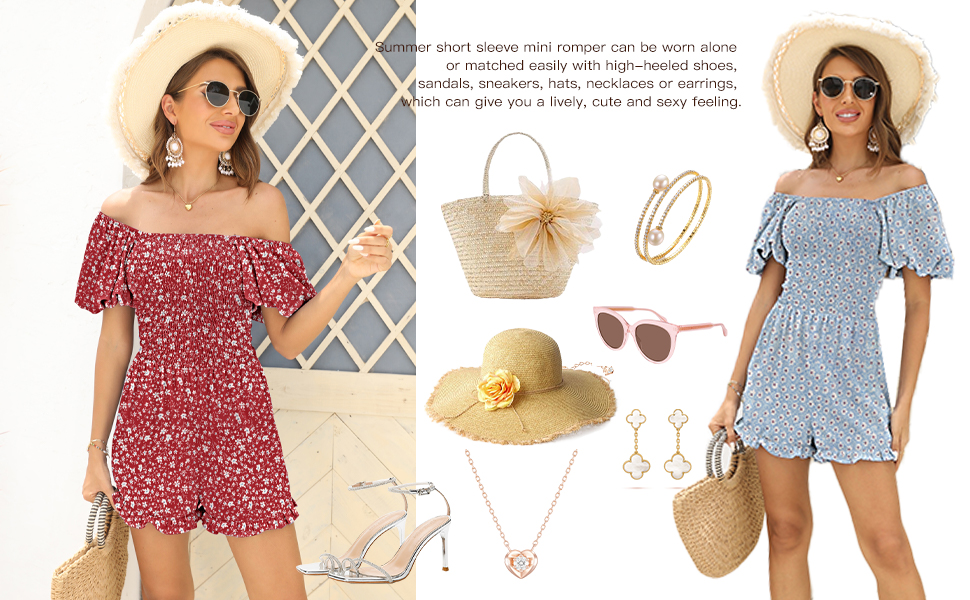 Puff Sleeve Wide Leg Short Jumpsuit