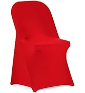 Peomeise Stretch Spandex Folding Chair Cover for Wedding Party Dining Banquet Event (Red,12pcs)