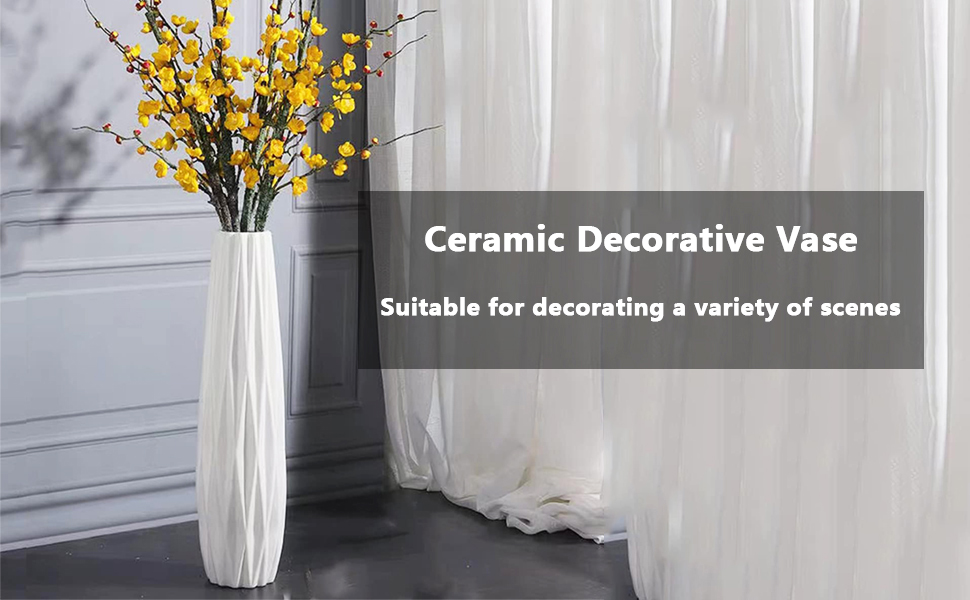 White Tall Floor Vase