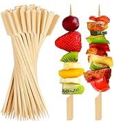 FATLODA 7 Inches Cocktail Picks Bamboo Skewers For Appetizers, 200PCS Paddle Wooden Skewers, Fanc...