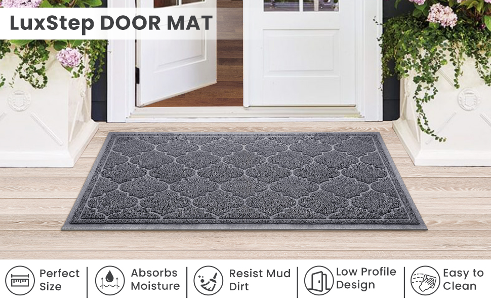 LuxStep Door Mat Large 17" x 30" Indoor Outdoor Doormat