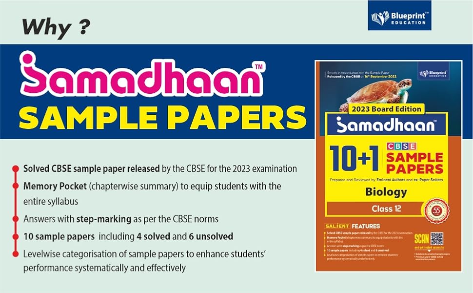 Samadhaan Sample Paper Class 12 Samadhaan 10+1 CBSE Sample Paper Class 12 Biology For 2023 CBSE Board