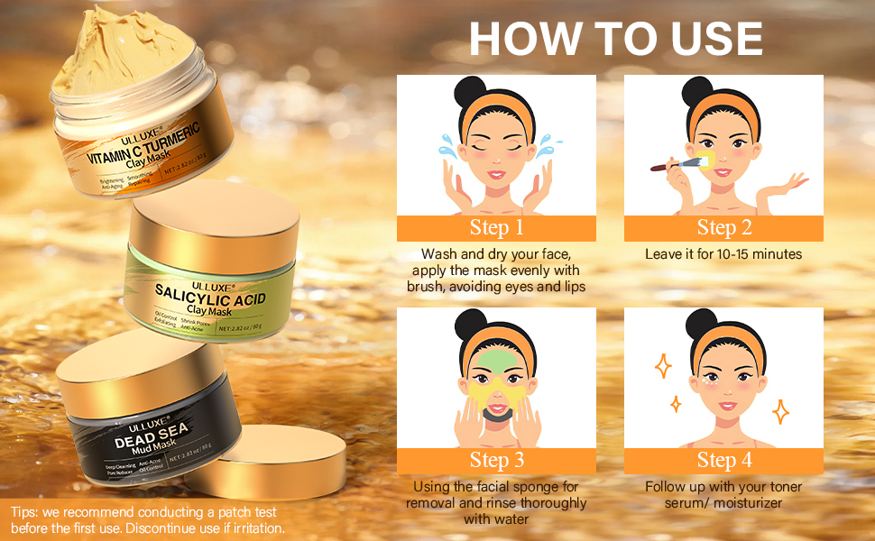 Clay mask with mask brush and facial sponge, easy to use