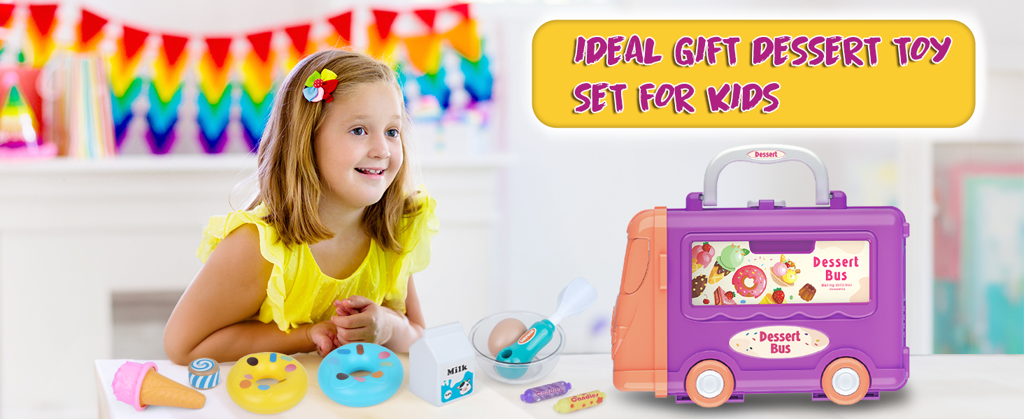 Pretend Play Dessert Toy Food Set 3 in 1 Toddler Candy