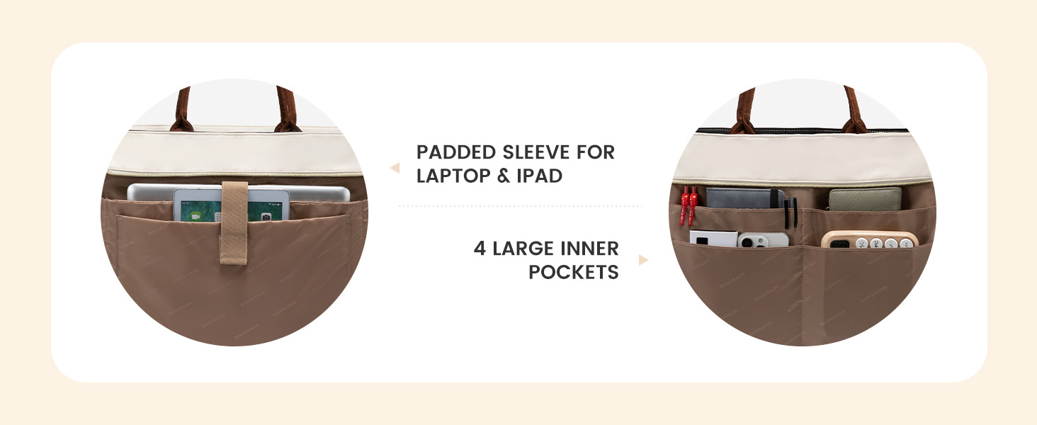 LOVEVOOK Teacher Laptop Tote Bag for Women Nurse Work With Large Cup Holder Computer Purses