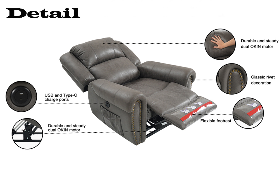 MEROUS Lay Flat Power Lift Chairs Recliner with Heat and