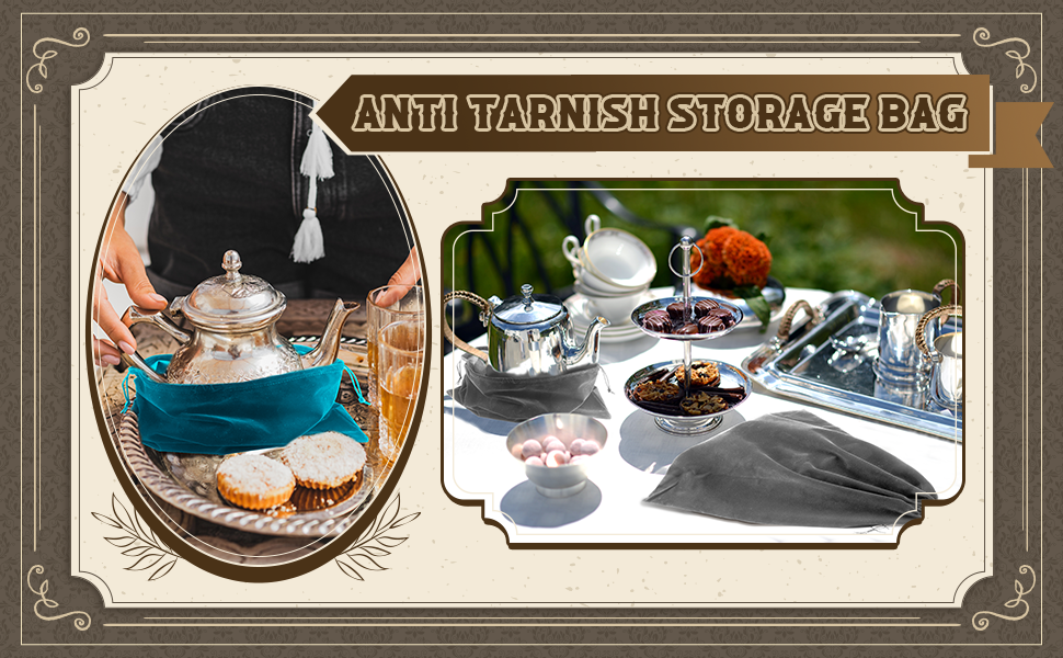 Ferraycle 6 Pcs Silver Storage Bags Anti Tarnish Storage