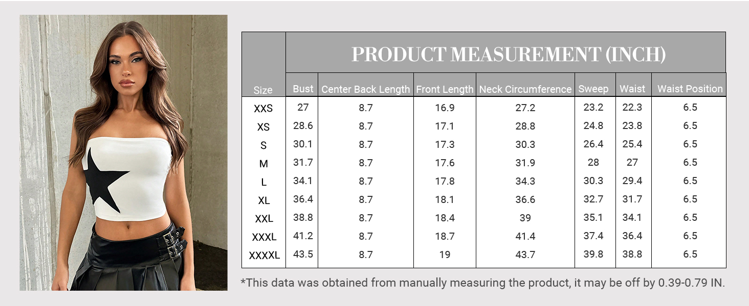 Women's Sleeveless Strapless Bandeau Star Print Color Block Cropped Tube Tops