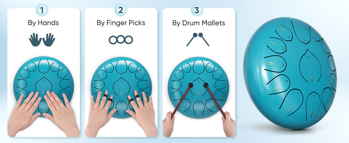 SenDeluz Steel Tongue Drum 12 Inch 13 Notes Hand Pan Drums, Sound Healing Instruments for Musical Education Entertainment Meditation Yoga Gifts for Kids Adults 13 steel tongue drum