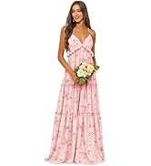 TORYEMY Tiered Chiffon Bridesmaid Dresses for Women Long A Line Halter Formal Evening Dress Spagh...