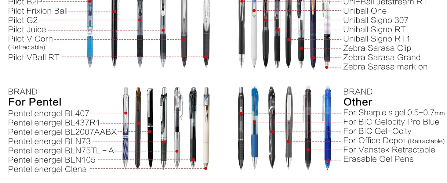 B0F1FHFBW9 A7 Gel ink pen refills Compatible with G2 ballpoint pen