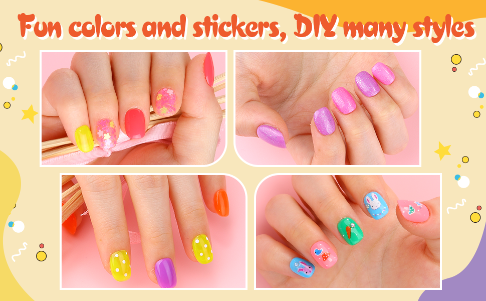 TOMICCA Kid Nail Polish Set, NonToxic Nail Polish Quick Dry Water