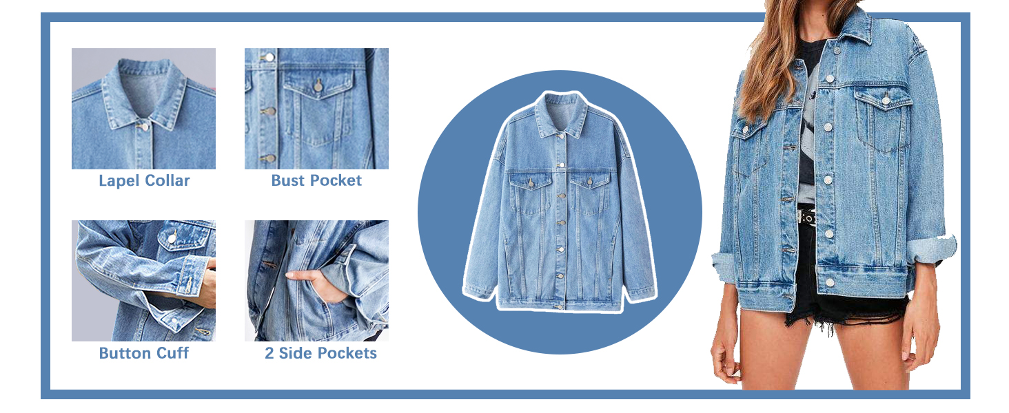 Women's Jean Jacket Button Up Denim Jacket With Pockets