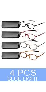 OCCI CHIARI 4 Pack Blue Light Blocking 3.5 Reading Glasses Women Men Glare UV Filter Computer