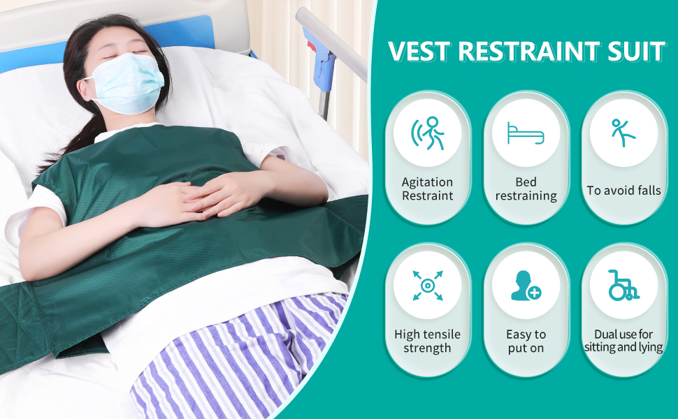 Vest Restraint Suit for Bed or Wheelchair,Adjustable Constrain Bands
