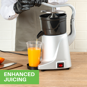 The compact design of this electric juicer makes it an ideal addition to any commercial kitchen.