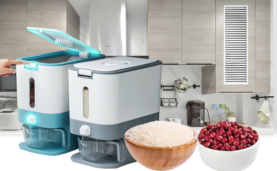 TBVECHI Dry Food Dispenser Container, Automatic Rice Output