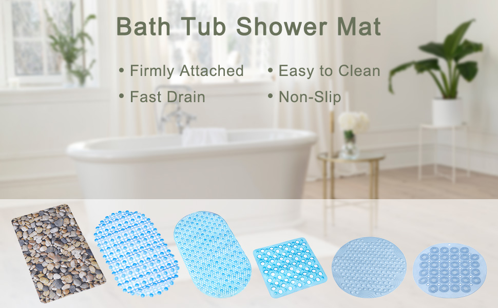 uxcell Bath Tub Shower Mats, 25.6" x 25.6" PVC Round Shape