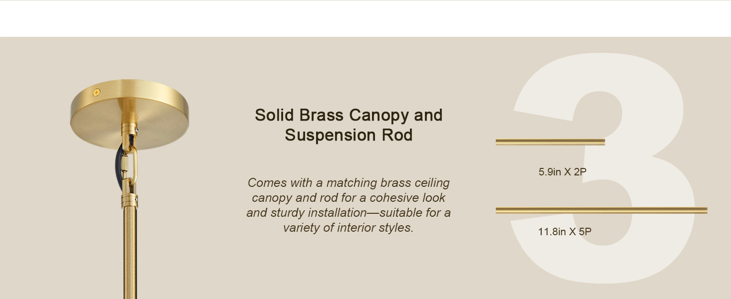 Solid Brass Canopy andSuspension Rod