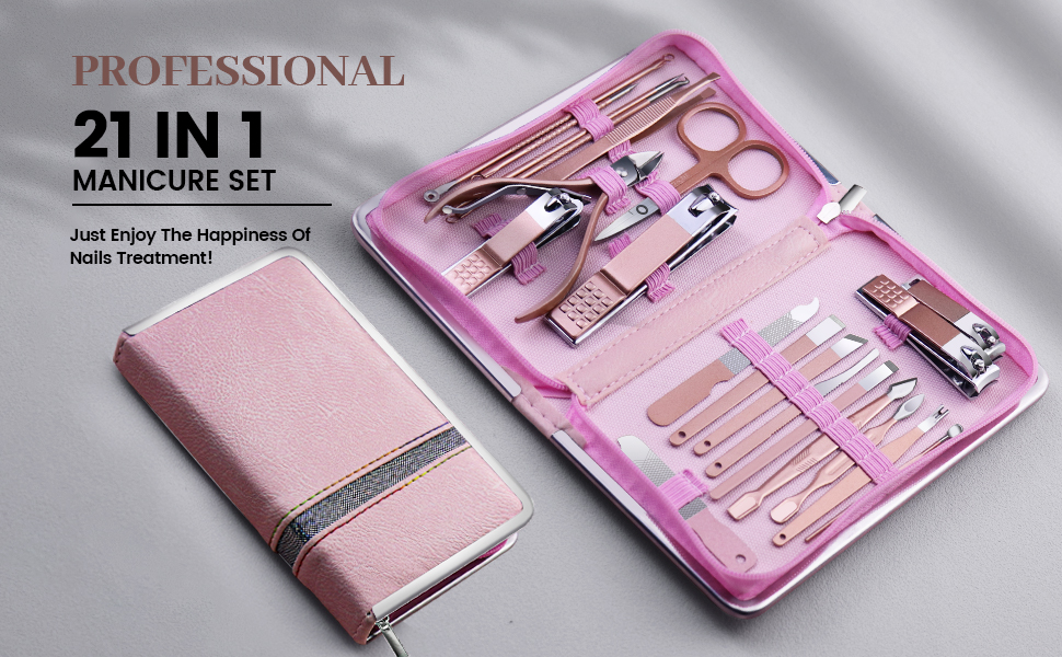 Manicure Set Professional Nail Manicure Kit for Women, 21