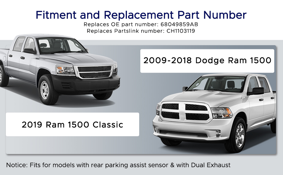 Rear Bumper Assembly 2009 2018 Dodge Ram 1500 Aftermarket Replacement CH1103119 Chrome Steel