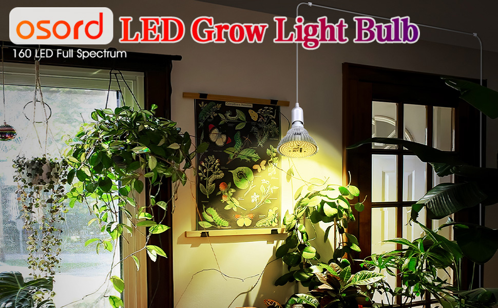 OSORD Hanging LED Grow Light Bulb for Indoor Plants