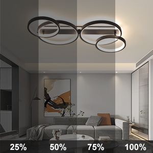 4 Flammig Kronleuchter Lampe,48W 3000-6500K deckenbeleuchtung für Schlafzimmer Wohnzimmer,Schwarz