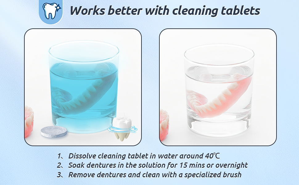 YCUS Premium Hard Denture Cleaning Brush Toothbrush with Double Bristle Heads (4-Pack) Heavy duty