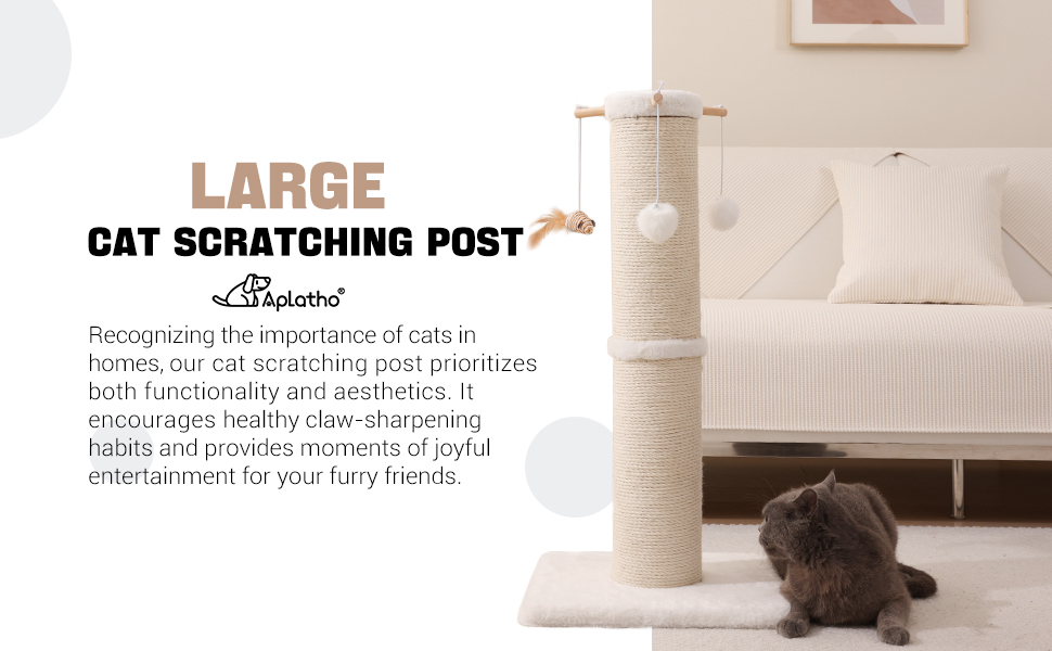 Aplatho Tall Cat Scratching Post for Large Cats 31” Cute