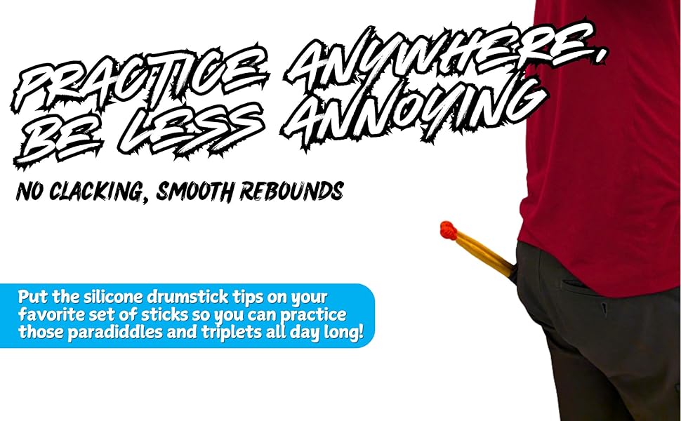 Practice anywhere with these silicone drumstick tips from Powered By Rock