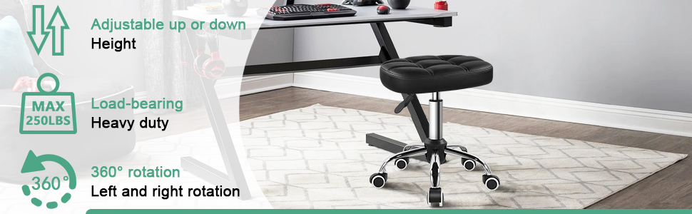 FURWOO black rolling stool with wheels small