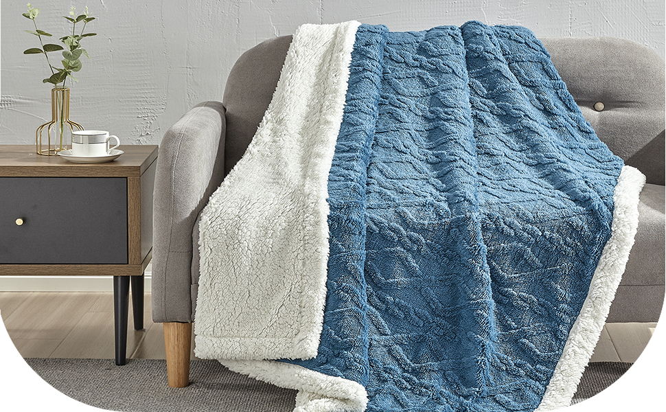 KASYLAN Sherpa Fleece Blankets Flannel Throw for Couch Sofa Throw Size