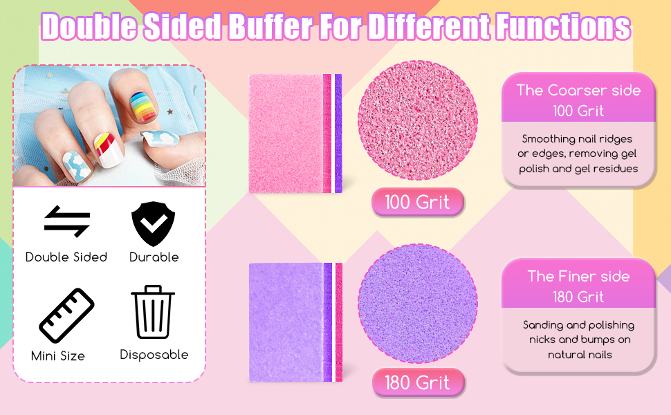 50Pcs Mini Nail Buffer Blocks, 100/180 Grit Nail Buffer for Acrylic