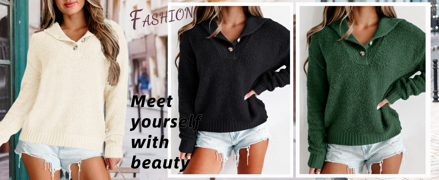 VIMPUNEC Women Fall and Winter Sweaters Trendy Cozy Knit Pullover Cute Long Sleeve Sweater Tops
