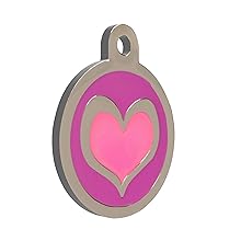 design round heart purple pet id tag