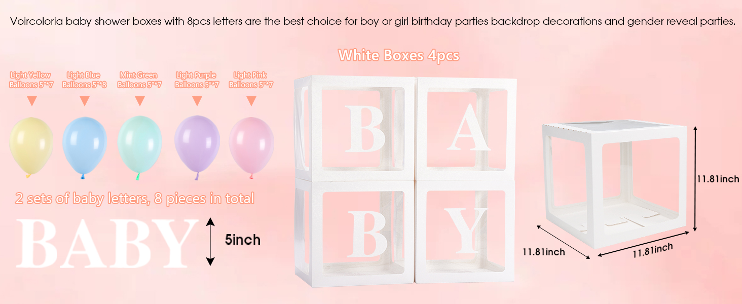 baby boxes with letters for baby shower