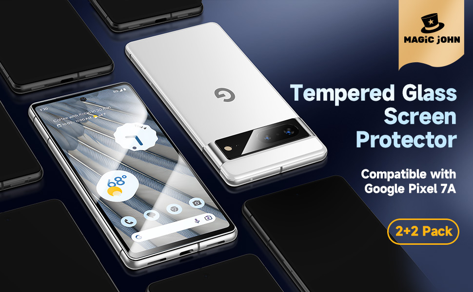 MAGIC JOHN 2+2 Pack for Google Pixel 7A 6.1 inch Tempered