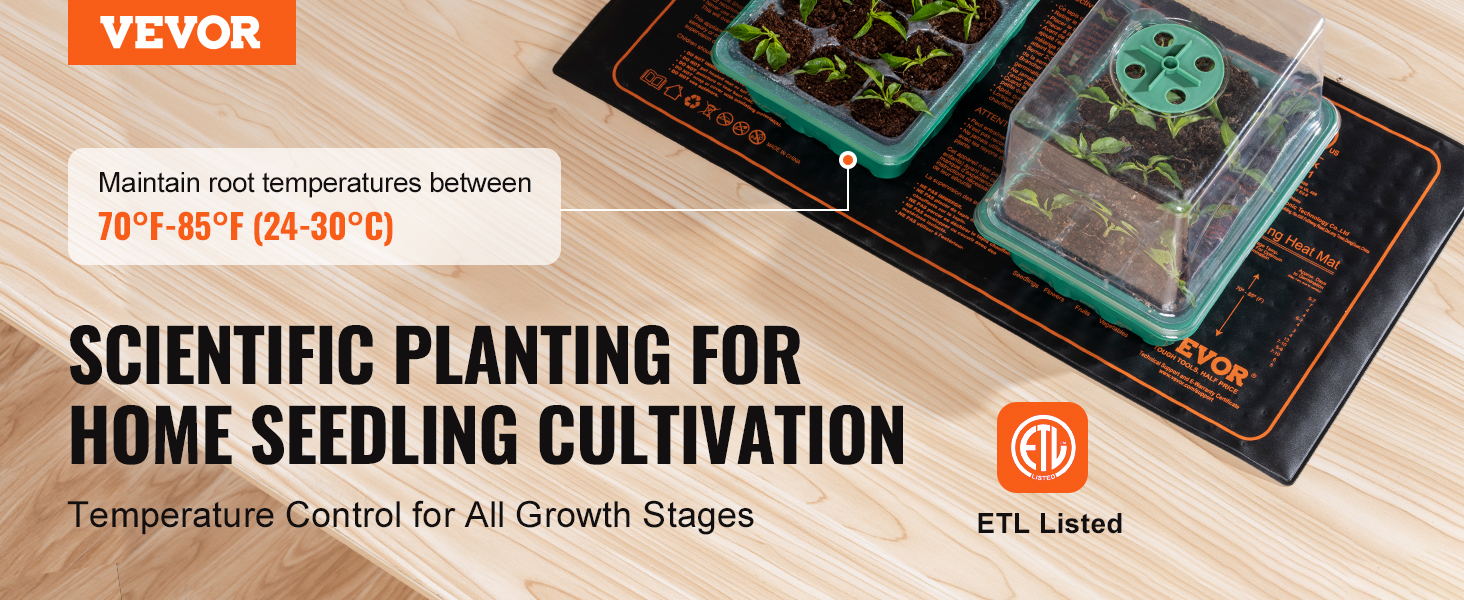 VEVOR 10"x 20.75" 4 Pack Seedling Heat Mat, METCertified