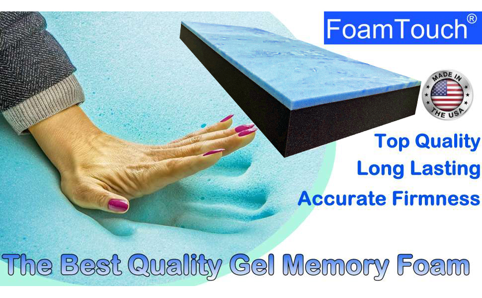 FoamTouch 4'' x 30'' x 80'' Gel Memory Foam Over Charcoal