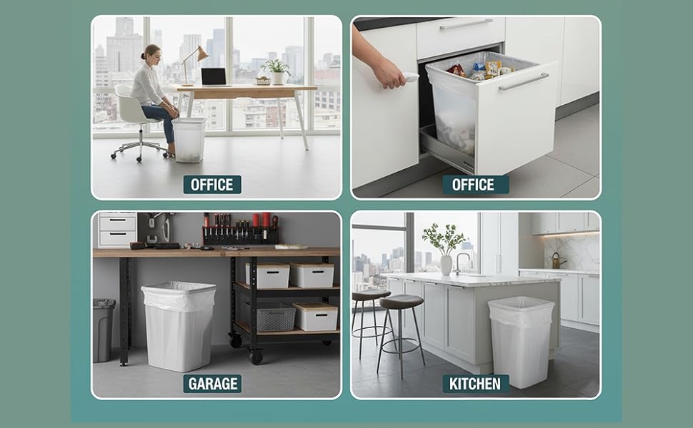 S-Shape Trash Bags 28x35 Inches, 1 Mil Thick