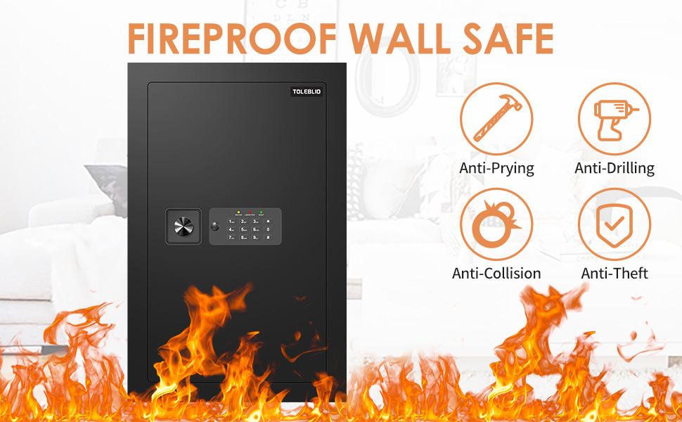 Electronic Flat Wall Safes Between the Studs Fireproof with Digital