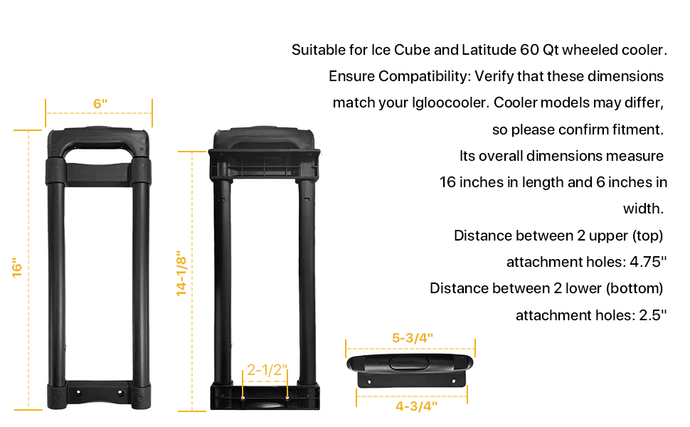 LBBParts Telescoping Handle Replacement for Ice Cube and