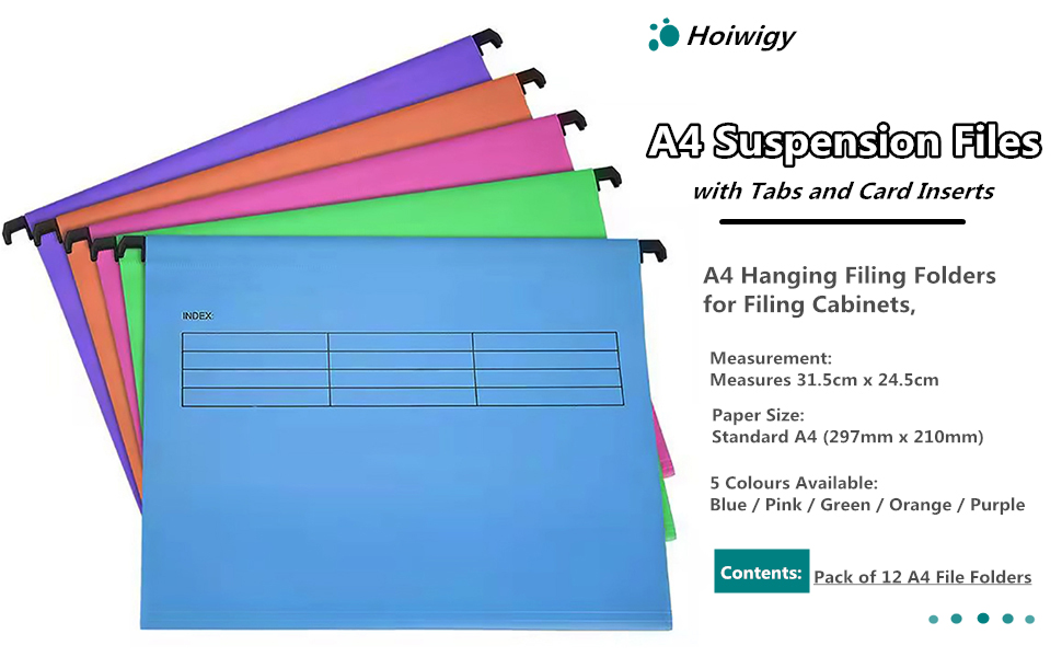Hanging File Folders Letter Size with Tabs and Card Inserts for Filing