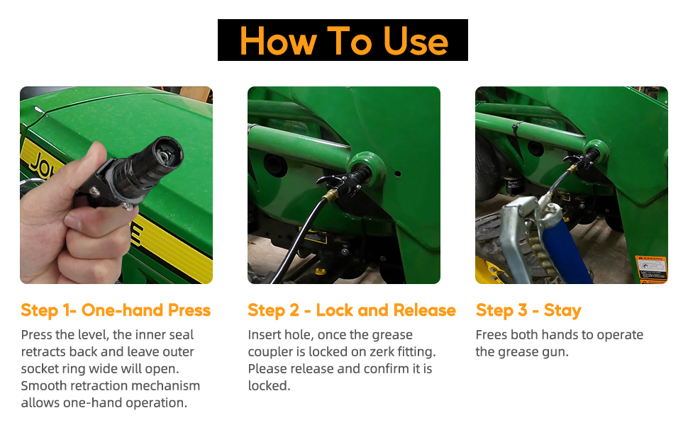 CAREVER Grease Gun Coupler Zerk Fittings Quick Lock and
