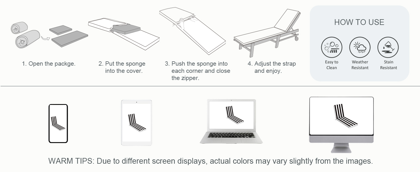 Outdoor Chaise Lounge Cushion