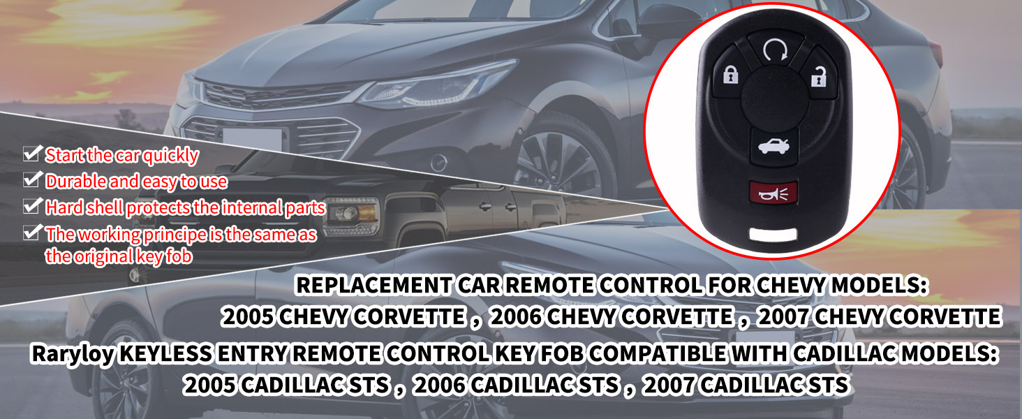 Raryloy Keyless Entry Remote Key Fob for 2005 2006 2007