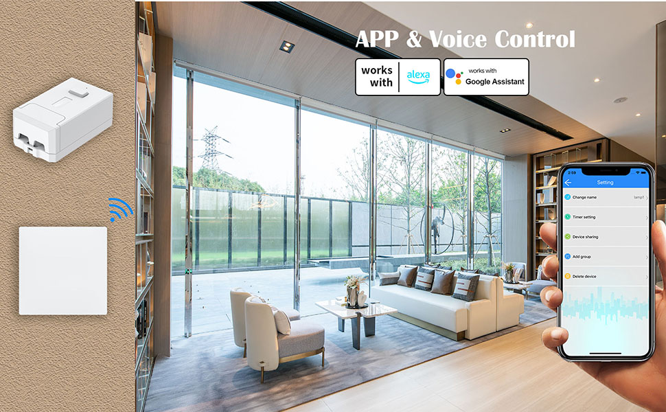 Wireless Light Switch Kit, Wifi Smart Wireless Dimmer Switch, No Wiring