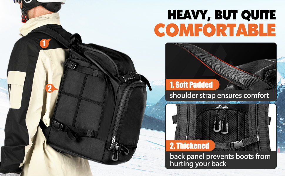 Hikenture Ski Boot Bag Backpack, 50L Padded Ski Bag & Snowboard Boot