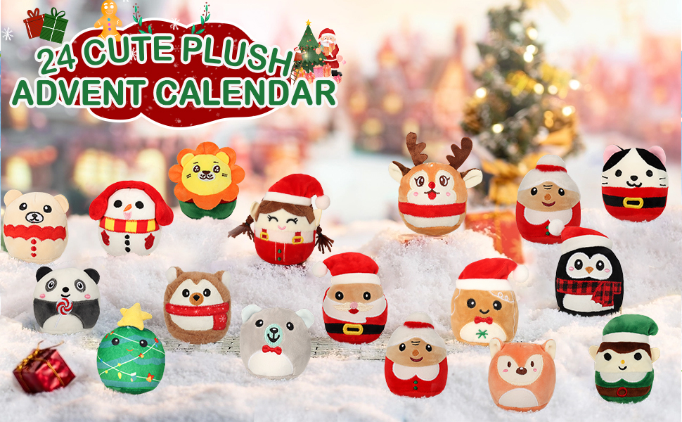 Advent Calendar 2024 with Cute Plush Toys 24 Days