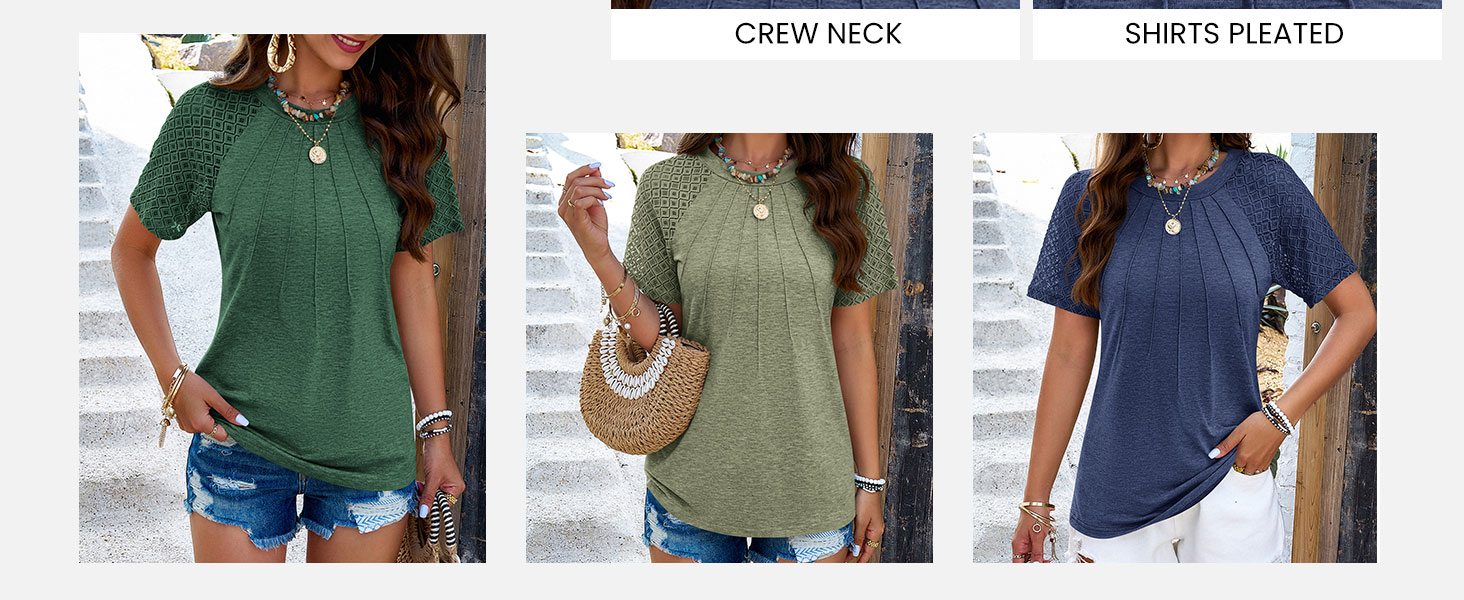 womens summer tops short sleeve shirts for women casual dressy tops spring crew neck womens blouses
